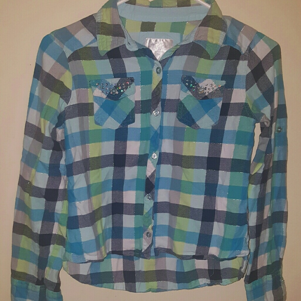 Girls Long Sleeve Plaid shirt size 14